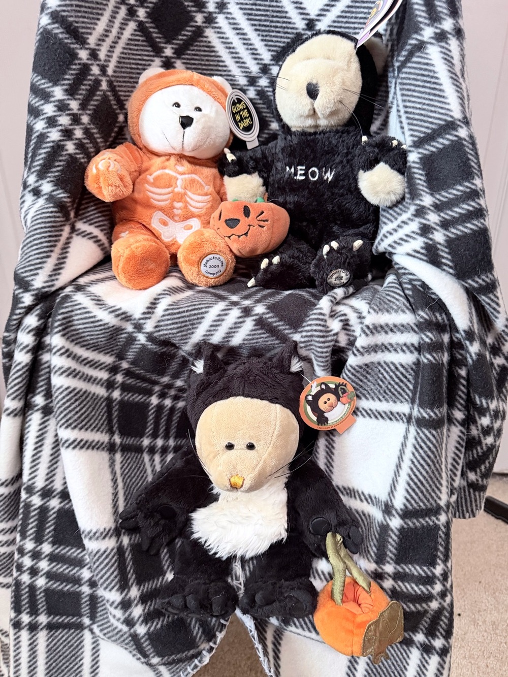 Starbucks Plush Halloween Bears - Black and Orange